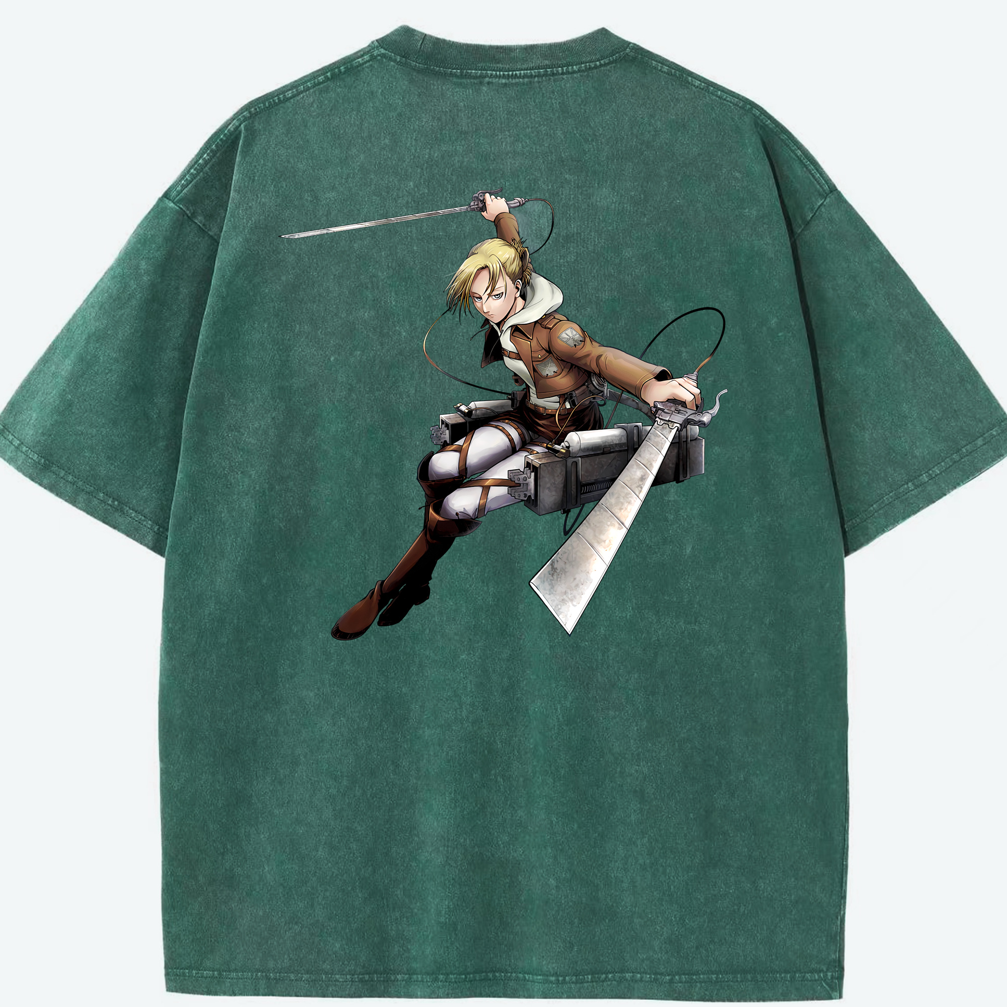 （画像用） 進撃の巨人 アニ・レオンハート Attack on Titan Annie Leonhart 綿100% ヴィンテージ風 半袖Tシャツ（背面プリント）
